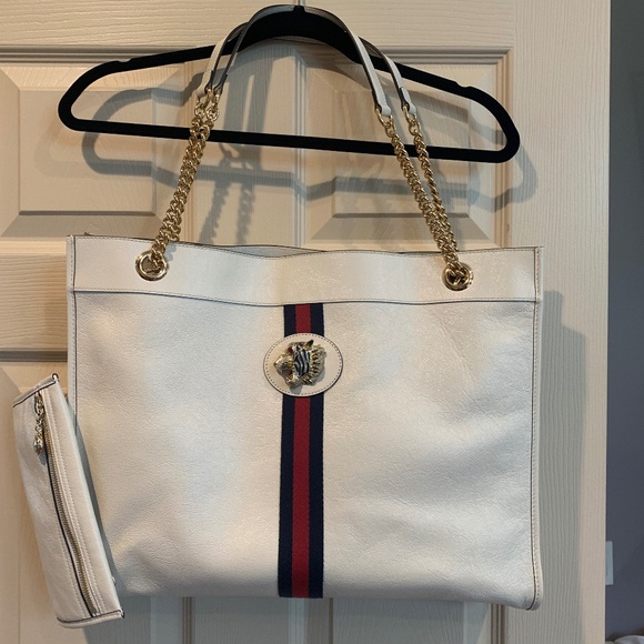 NWOT Gucci Cream Rajah Large Leather Tote Handbag - Picture 1 of 15